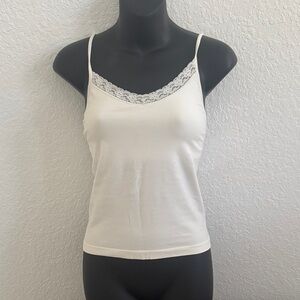 Chic White Lace-Trimmed Camisole